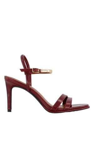 imitatieleren sandalen met naaldhak bordeaux