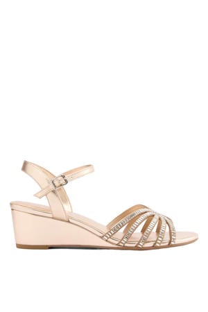 imitatieleren sandalen met sleehak goud