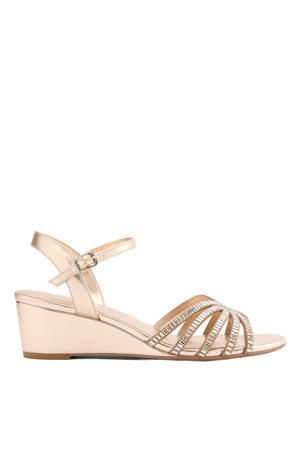 imitatieleren sandalen met sleehak goud