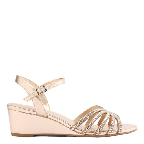Graceland imitatieleren sandalen met sleehak goud