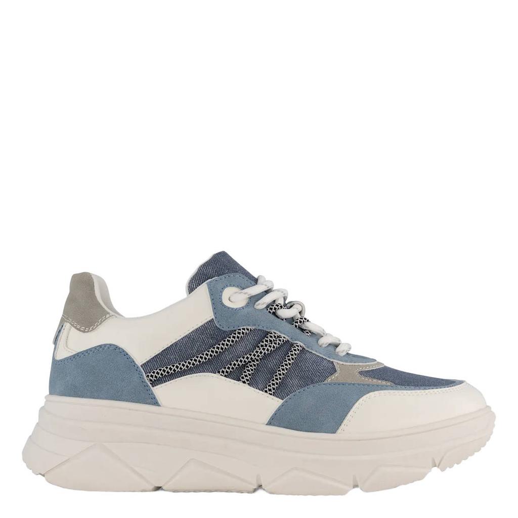 Denim en blauwe dames Graceland chunky sneakers van suèdelook en imitatieleer met veters