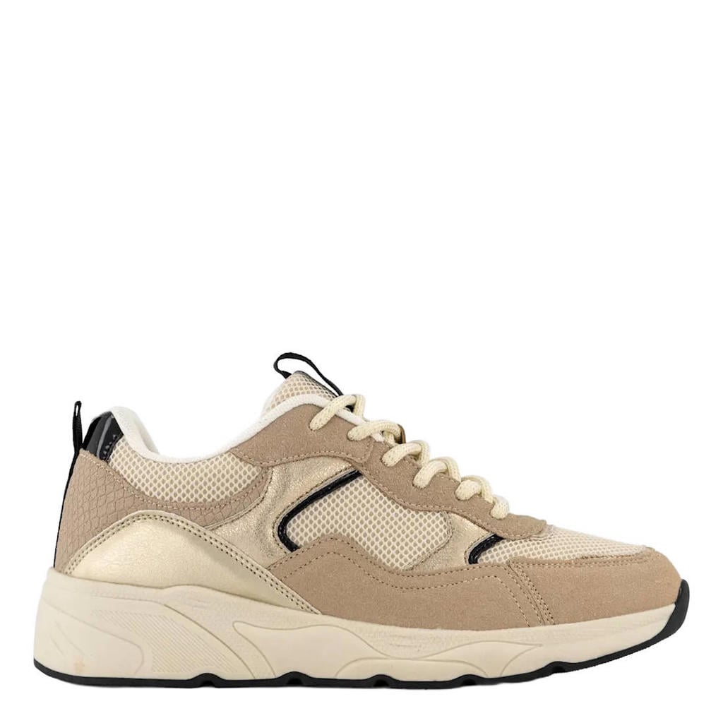 Beige dames Graceland sneakers van textiel/synthetisch met veters