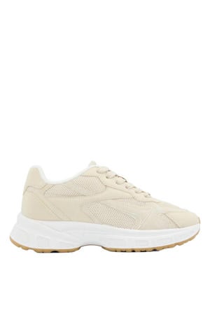chunky imitatieleren sneakers beige