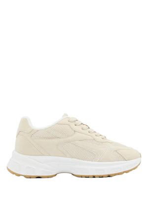 chunky imitatieleren sneakers beige