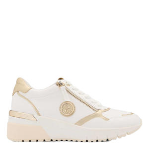 leren sneakers wit/beige