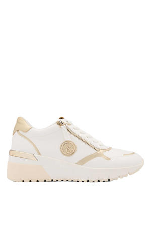 leren sneakers wit/beige