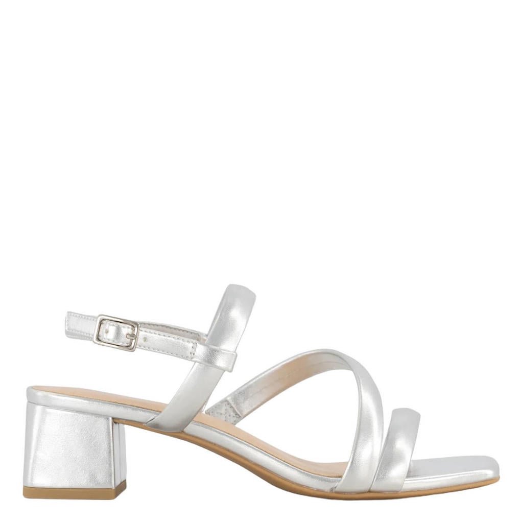 Zilverkleurige dames Graceland leren sandalettes van imitatieleer