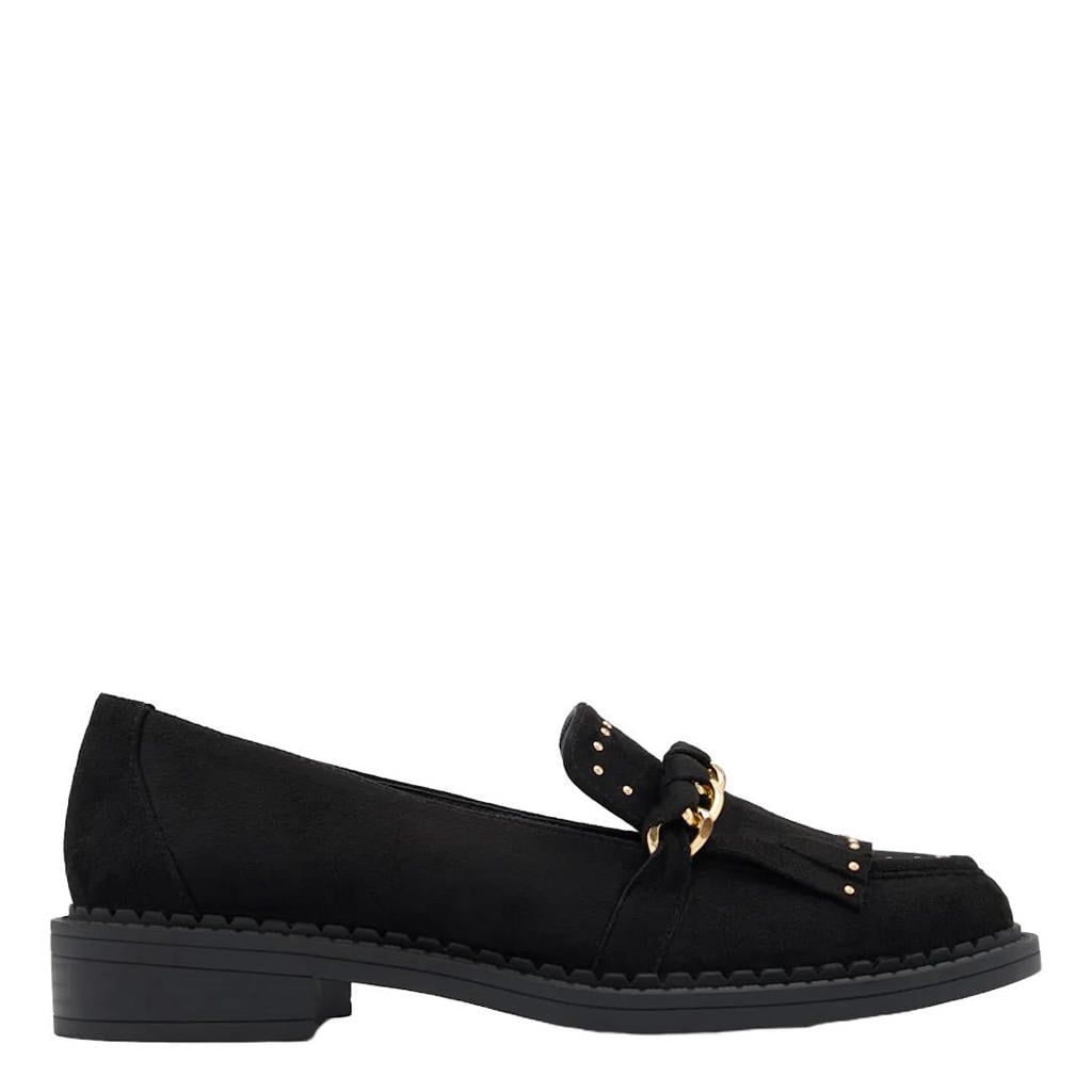 Zwarte dames Catwalk loafers van textiel/synthetisch/imitatie leer