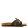 ESPRIT suèdelook slippers - olijfgroen