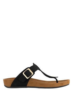 suède teenslippers zwart