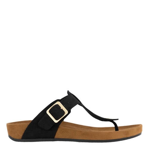 Graceland suède teenslippers zwart afbeelding