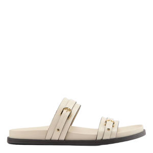 imitatieleren slippers met siergesp ecru