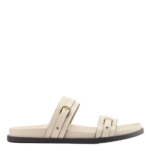 Graceland imitatieleren slippers met siergesp ecru