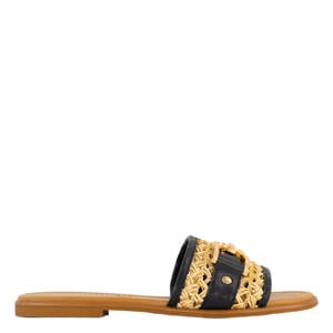 slippers zwart/beige