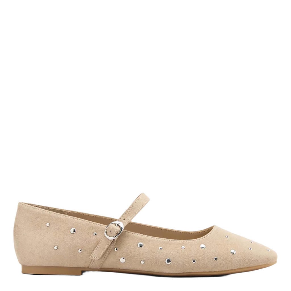 Beige dames Graceland ballerina's van synthetisch/textiel met gesp