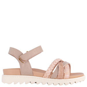 imitatieleren sandalen met profielzool en glitters roze
