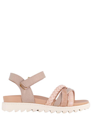imitatieleren sandalen met profielzool en glitters roze