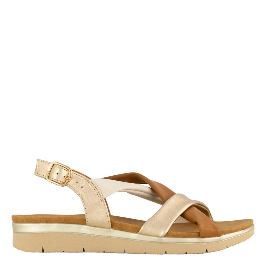 Gouden dames Easy Street sandalen met gesp
