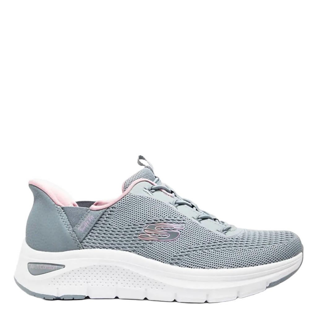 Grijze dames Skechers sneakers blauw van textiel/synthetisch met veters