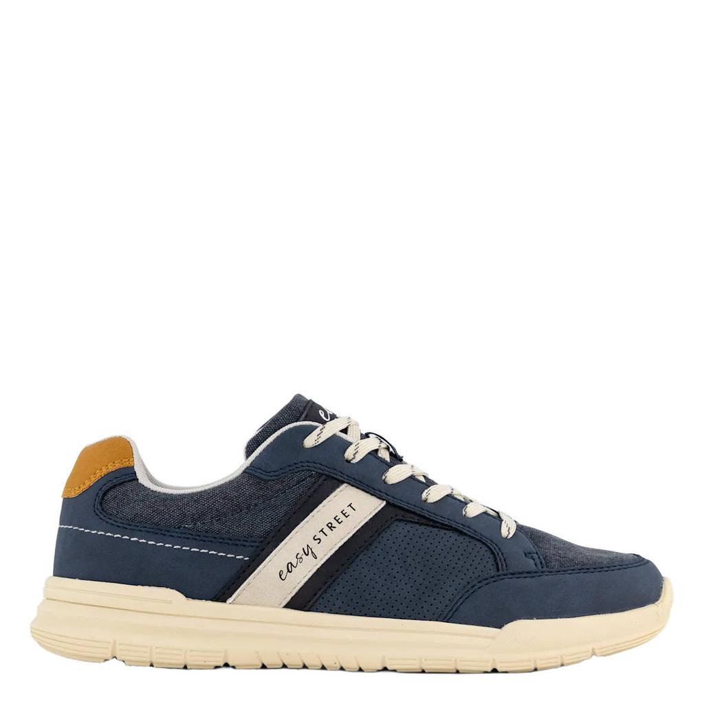Donkerblauwe heren Easy Street sneakers van textiel/synthetisch met veters
