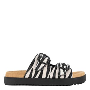 slippers met zebraprint zwart/wit