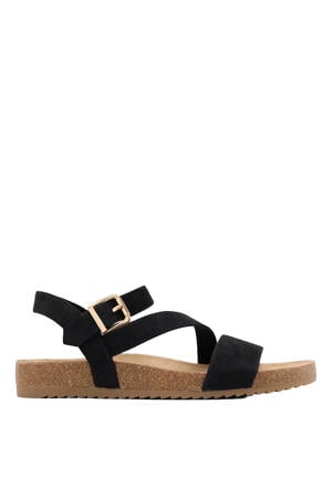 suède sandalen zwart