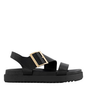 imitatieleren sandalen zwart