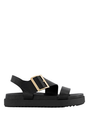 imitatieleren sandalen zwart