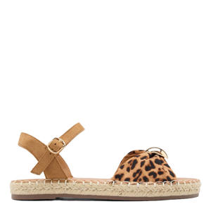 suède espadrilles met panterprint cognac/zwart
