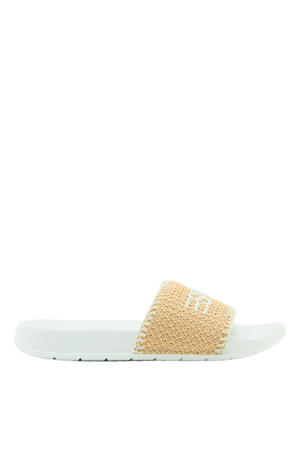 badslippers met logo - beige