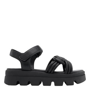 imitatieleren leren sandalen zwart