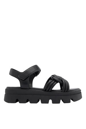 imitatieleren leren sandalen zwart