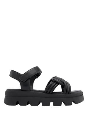 imitatieleren leren sandalen zwart