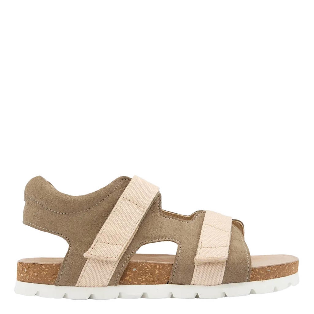 Kaki en beige jongens Vty sandalen van synthetisch materiaal met klittenband