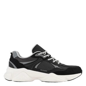chunky leren sneakers zwart