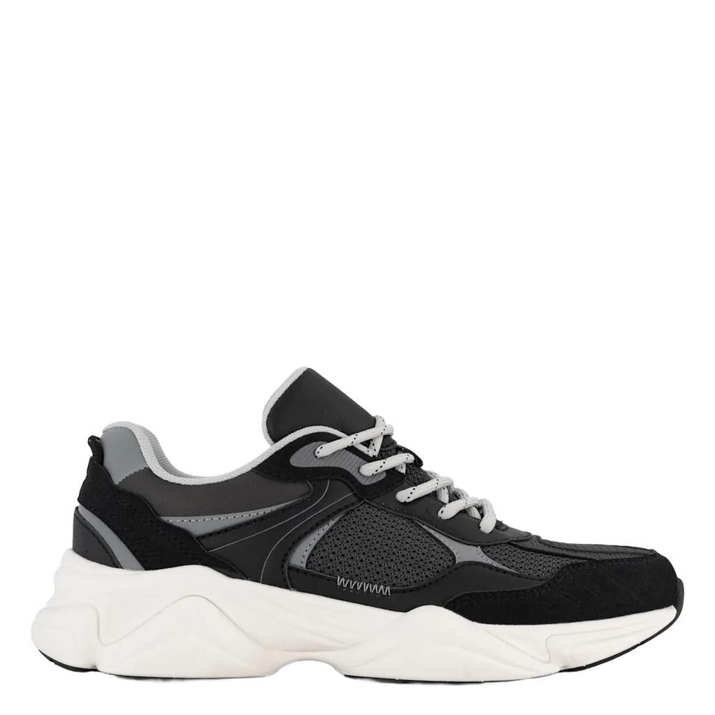 Zwarte jongens Vty chunky leren sneakers met veters