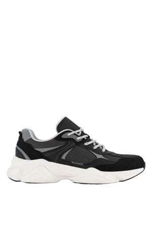 chunky leren sneakers zwart