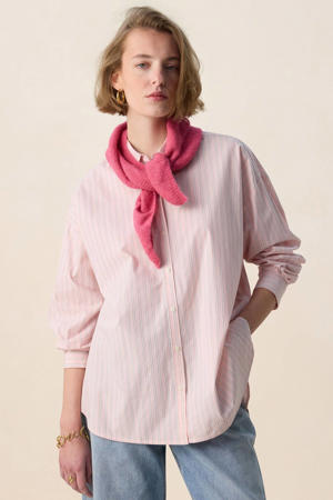 blouse met krijtstreep lichtroze