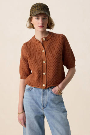 gebreid vest cognac