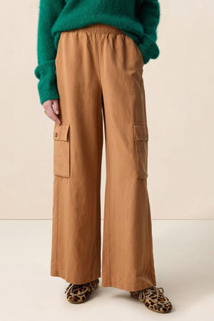 wide leg regular waist cargobroek bruin
