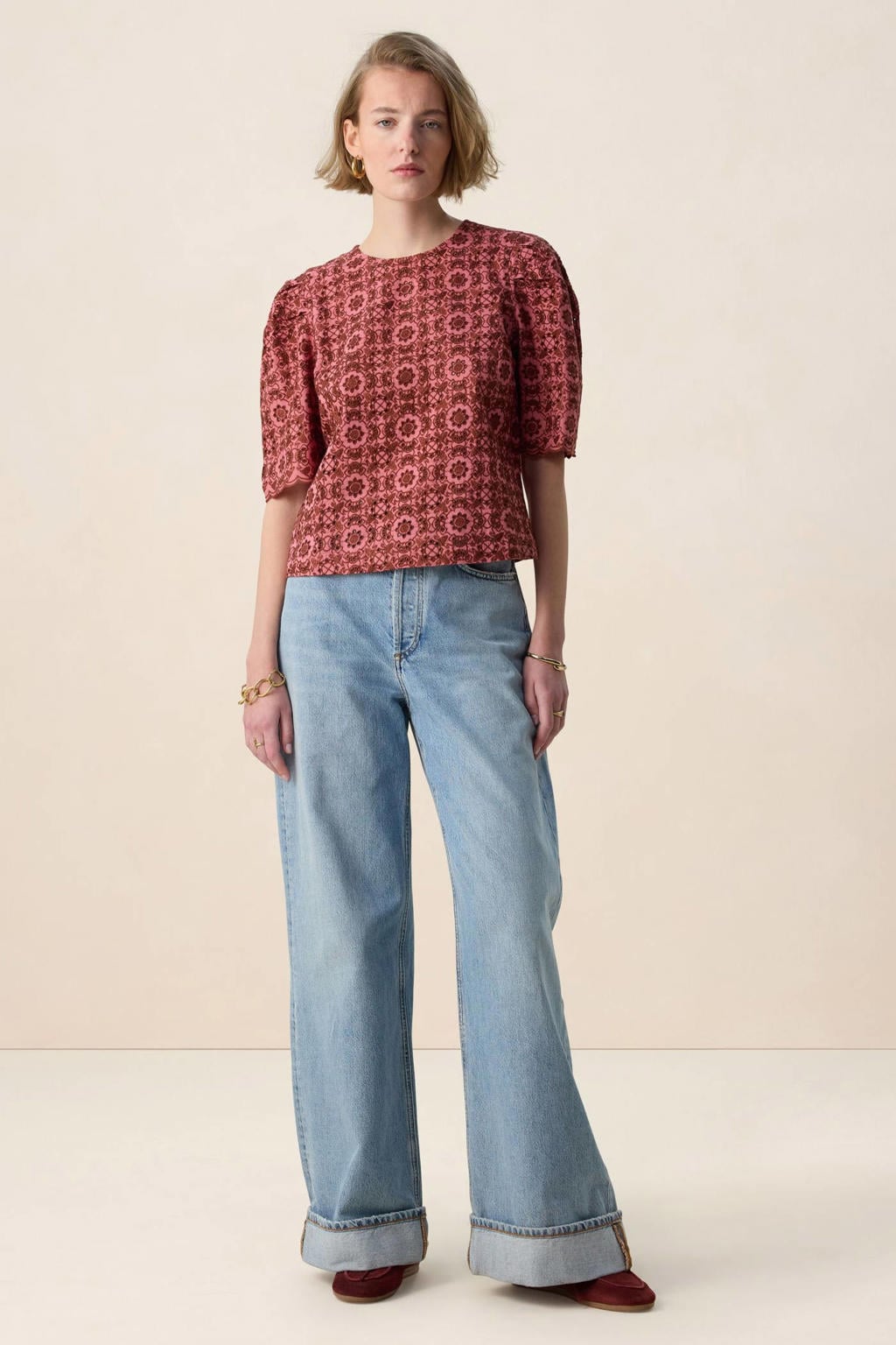 Sissy-Boy top roze broderie