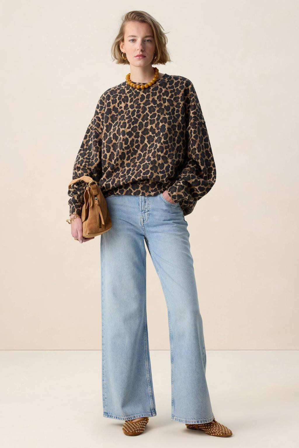 Sissy-Boy sweater met panterprint bruin