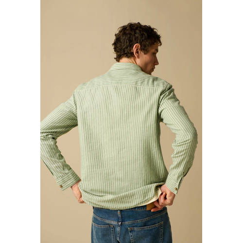 Sissy-Boy regular casual overhemd met krijtstreep groen afbeelding