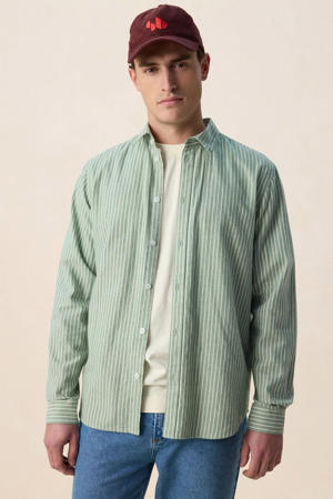 regular casual overhemd met krijtstreep groen
