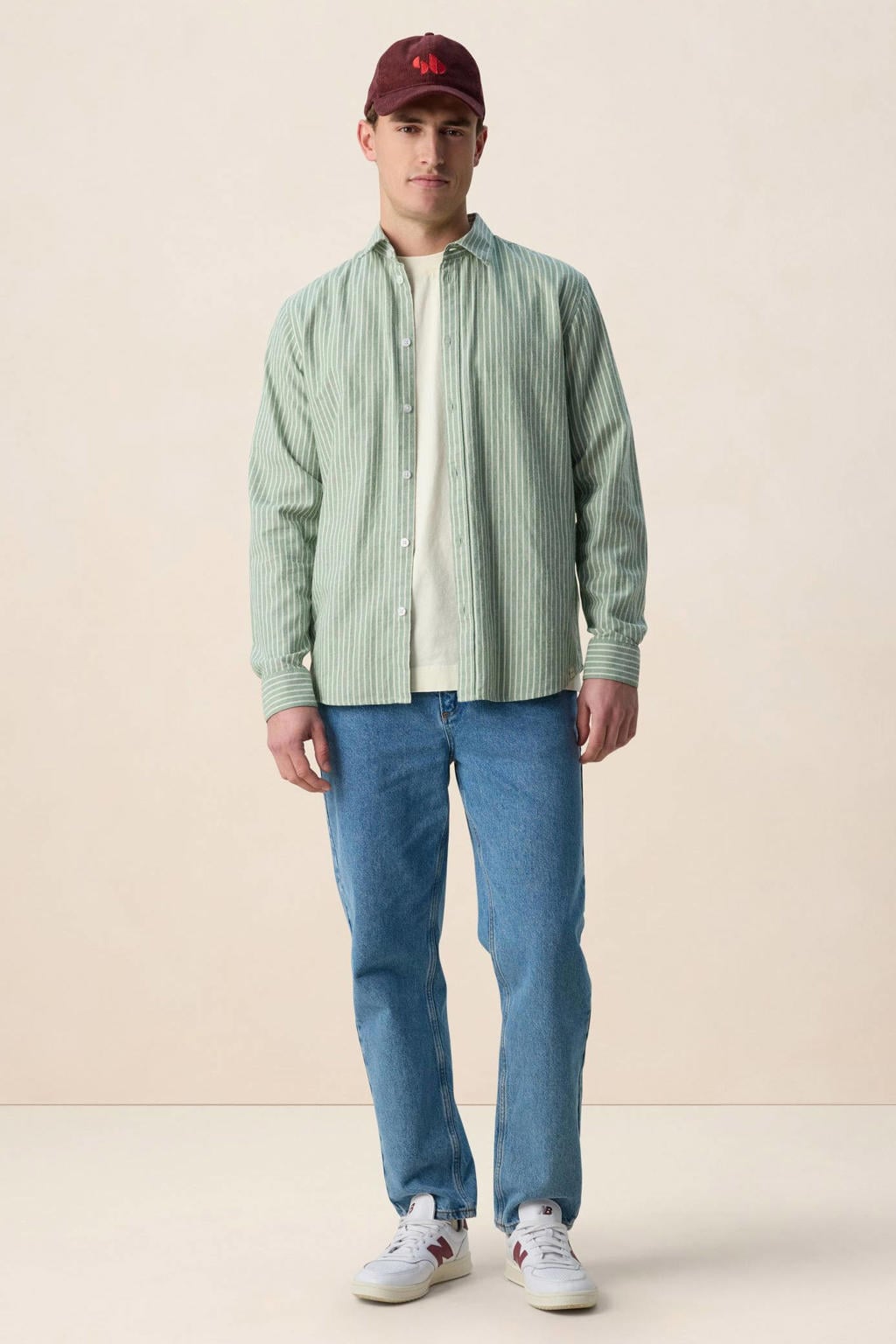 Sissy-Boy regular casual overhemd met krijtstreep groen