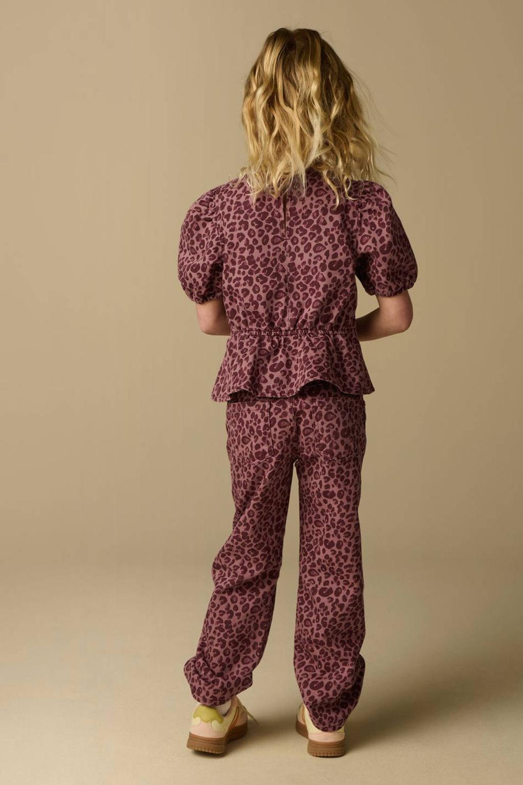 Sissy-Boy high waist straight leg jeans met panterprint roze
