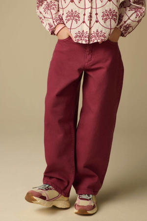 high waist barrel jeans roze