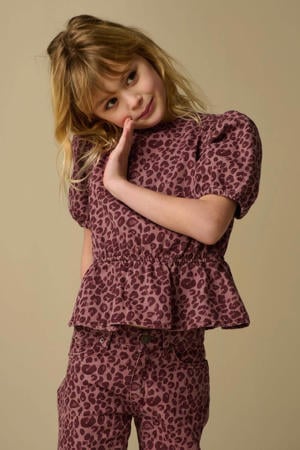 blousetop met panterprint roze