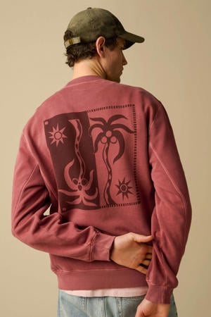 sweater met backprint donkerrood