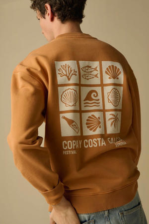 sweater met backprint bruin
